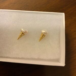 Ice cream!  BAROQUE WHITE PEARL EARRINGS 18K GOLD PLATED & 5925 STERLING SILVER